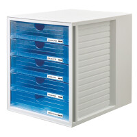 HAN Schubladenbox SYSTEMBOX, 5 Schübe, lichtgrau klar