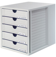 HAN Schubladenbox SYSTEMBOX, 5 Schübe, lichtgrau blau