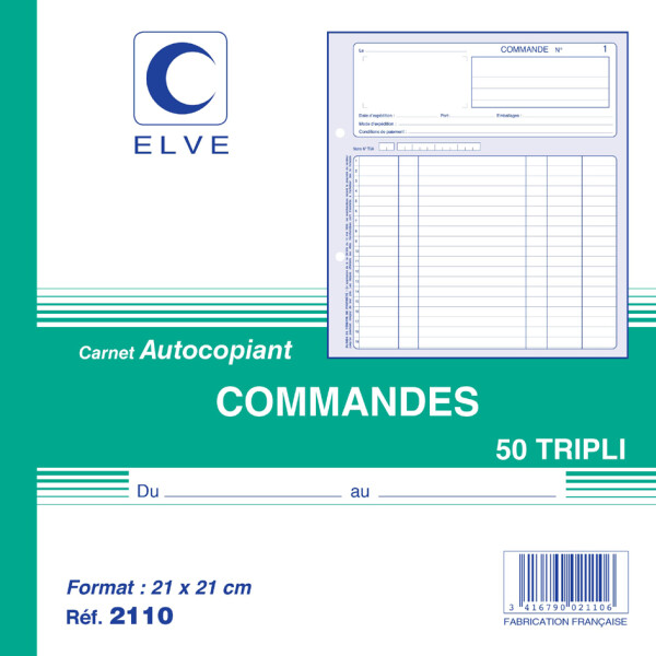 ELVE französisches Formularbuch "Commandes", 210 x 148 mm