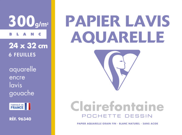 Clairefontaine Zeichenpapier "Lavis Aquarelle", 240 x 320 mm