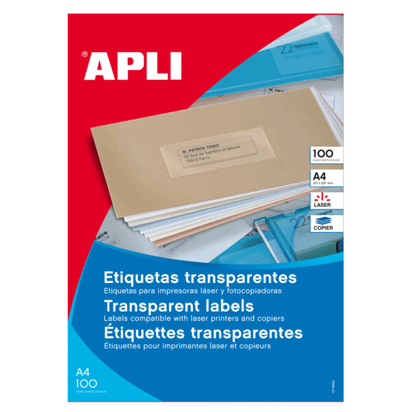 APLI Wetterfeste Etiketten, 210 x 297 mm, transparent