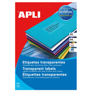 APLI Wetterfeste Etiketten, 63,5 x 38,1 mm, transparent