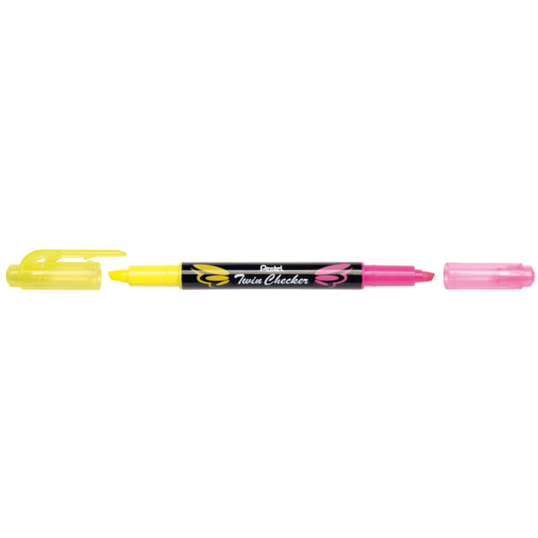Pentel Textmarker "TWIN CHECKER", 2 Spitzen, gelb pink