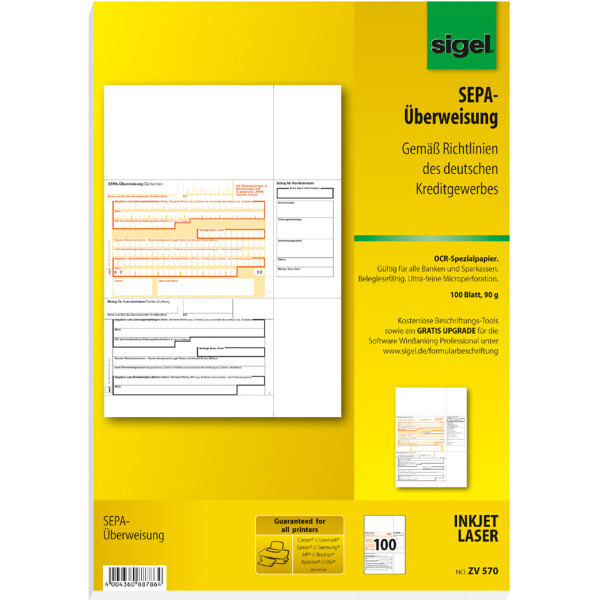 sigel Bankformular "PC-SEPA-Überweisung", DIN A4