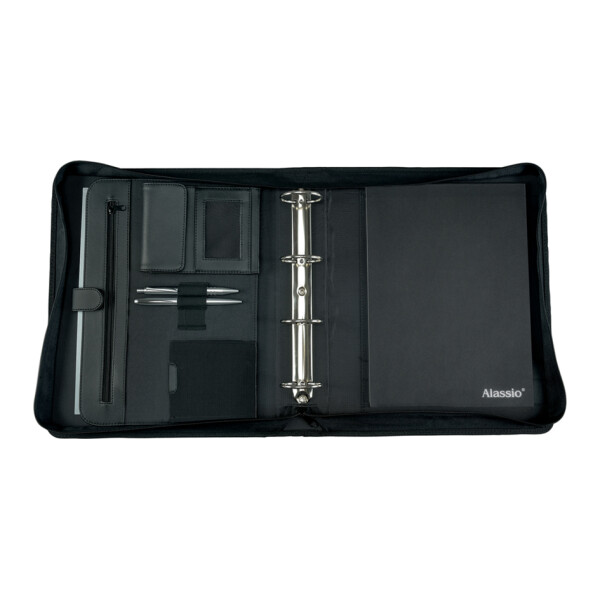 Alassio Ringbuchmappe "OSI", A4, Lederimitat, schwarz