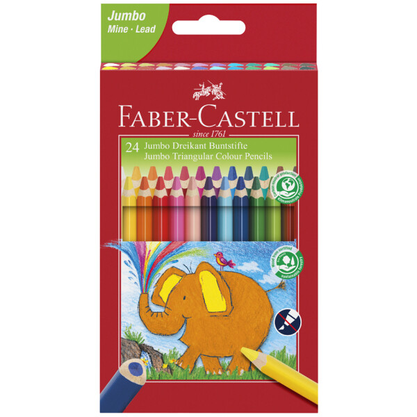 FABER-CASTELL Dreikant-Buntstifte Jumbo, 24er Etui
