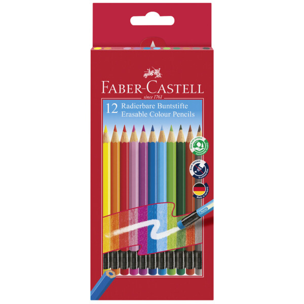 FABER-CASTELL Buntstifte radierbar, 24er Kartonetui
