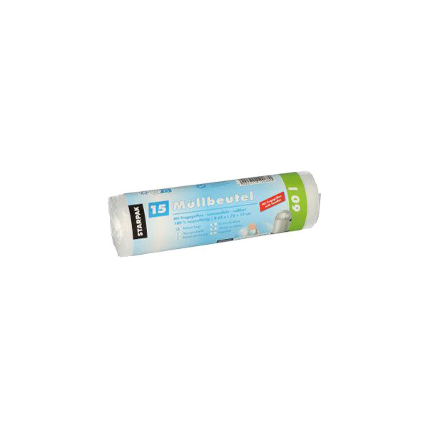 STARPAK M&uuml;lleimerbeutel HDPE, 20 Liter, transparent