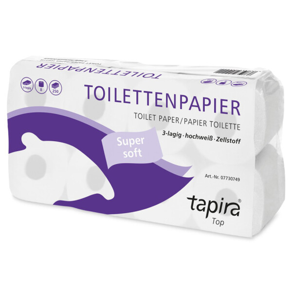 Tapira Toilettenpapier, 3-lagig, hochweiß, Großpackung