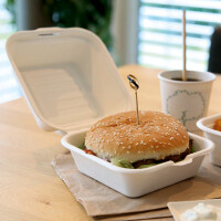 NATURE Star Zuckerrohr-Burgerbox, mit Deckel, weiß