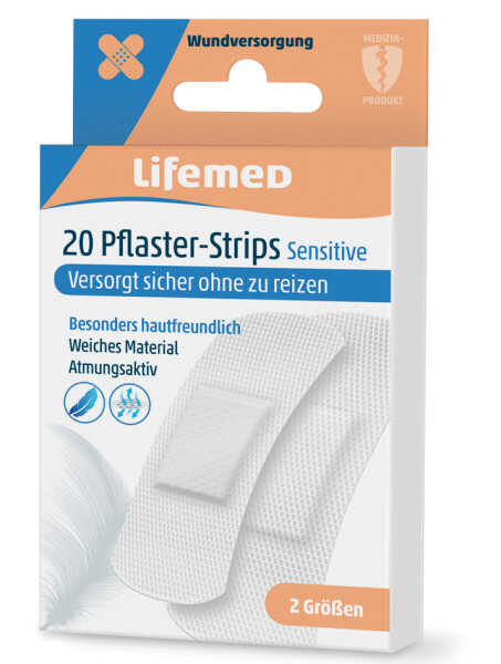 Lifemed Pflaster-Strips "Sensitive", weiß, 20er
