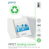 pavo Einbanddeckel, DIN A4, rPET, transparent, 0,20 mm