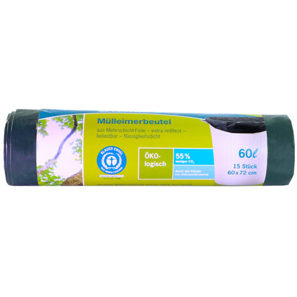 Secolan M&uuml;lleimerbeutel, gr&uuml;n schwarz, 60 Liter, 30 my
