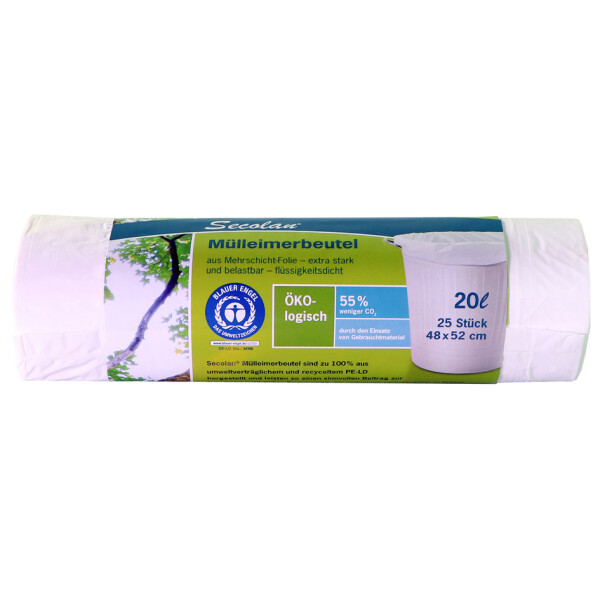 Secolan M&uuml;lleimerbeutel, gr&uuml;n schwarz, 60 Liter, 30 my