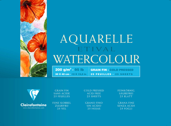 Clairefontaine Künstlerblock Aquarelle ETIVAL, 240 x 300 mm
