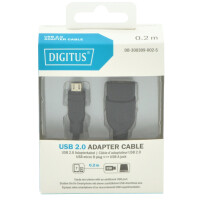 DIGITUS USB 2.0 Adapterkabel, OTG, micro USB-B - USB-A