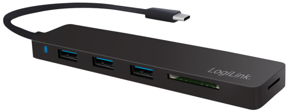 LogiLink Flacher USB 3.0 Hub mit USB-C 3.1 Gen1 Abschluss