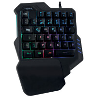 LogiLink Beleuchtete Einhand-Gaming Tastatur, schwarz