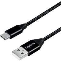 LogiLink USB 2.0 Kabel, USB-A - USB-C Stecker, 0,3 m
