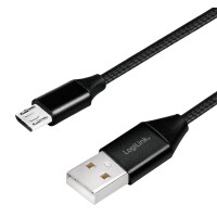 LogiLink USB 2.0 Kabel, USB-A - Micro-USB Stecker, 0,3 m