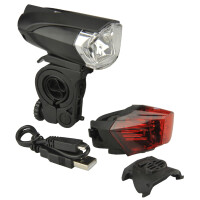 FISCHER Fahrrad-LED USB-Beleuchtungs-Set 35 Lux