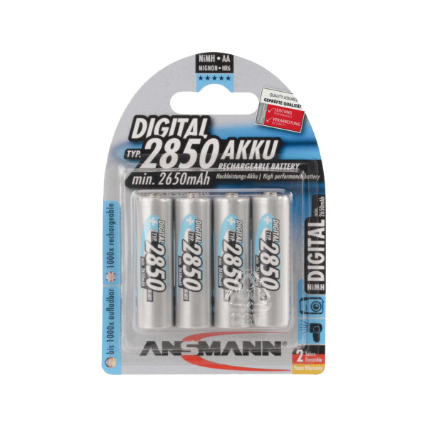 ANSMANN Digital NiMH Akku, Mignon AA, 2.850 mAh, 4er Blister