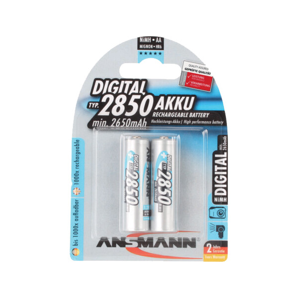 ANSMANN Digital NiMH Akku, Mignon AA, 2.850 mAh, 4er Blister
