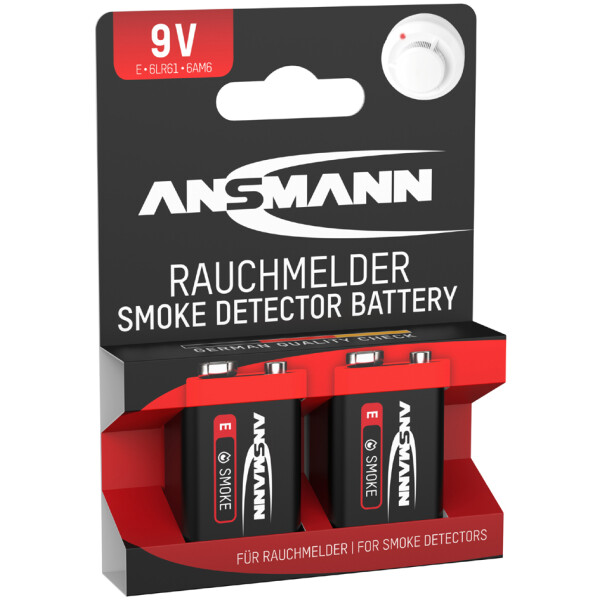 ANSMANN Alkaline Batterie, E-Block 6LR61, 9 Volt 2er Blister
