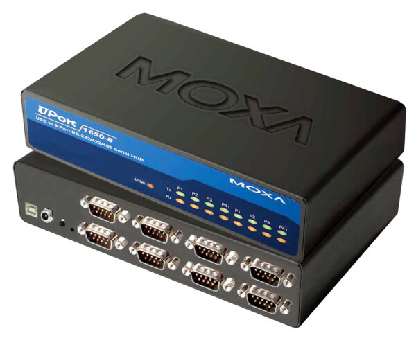 MOXA USB 2.0 auf RS-232 422 485 Hub, 8-fach, Desktop