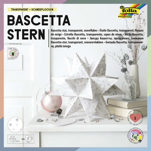 folia Faltblätter Bascetta-Stern "Transparentpapier", weiß