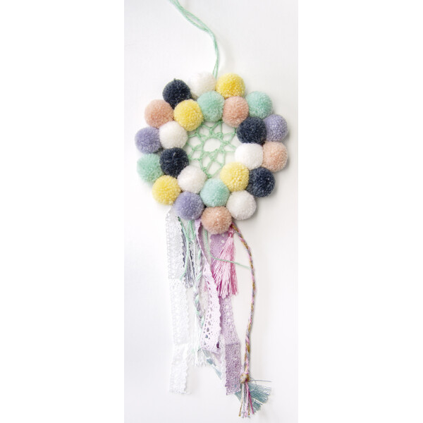 folia Woll-Pompons "Pastell", 24 Stück, farbig sortiert