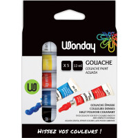 Wonday Gouachefarbe 12 ml, farbig sortiert, 5er Etui