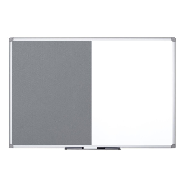 Bi-Office Kombitafel, Weißwand Filz, grau, 600 x 450 mm