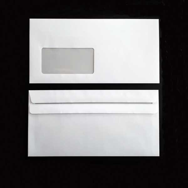 Briefumschläge DIN Lang (110 x 220 mm) Selbstklebend mit Fenster links 75g/m2 weiss (10.000 Stück)