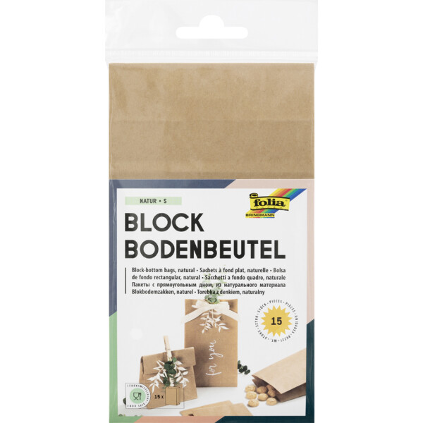 folia Papiertüten mit Blockboden, 100 x 55 x 175 mm, weiß