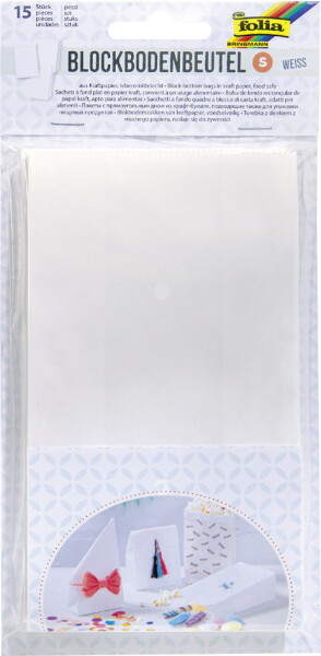 folia Papiertüten mit Blockboden, 100 x 55 x 175 mm, weiß