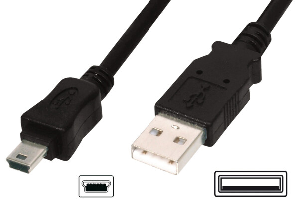 DIGITUS USB 2.0 Anschlusskabel, USB-A - Mini USB-B, 3,0 m