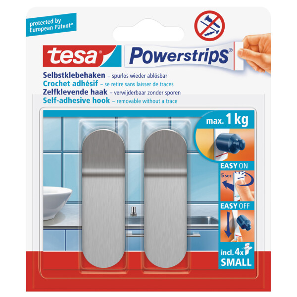 tesa Powerstrips Haken SMALL Metall, rechteckig
