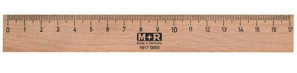 M+R Holzlineal, 500 mm, Buche, mit Metalleinlage