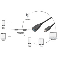 DIGITUS USB 3.0 Adapterkabel, USB-C - USB-A, 0,15 m