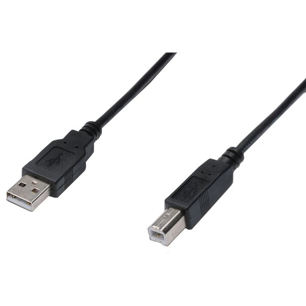 DIGITUS USB 2.0 Anschlusskabel, USB-A - USB-B Stecker, 0,5 m