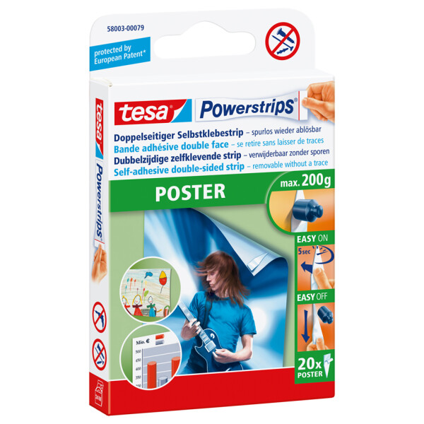 tesa Powerstrips POSTER, Haltekraft: max. 0,2 kg