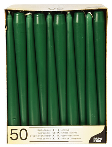 PAPSTAR Leuchterkerzen, 22 mm, dunkelgrün, 50er Pack