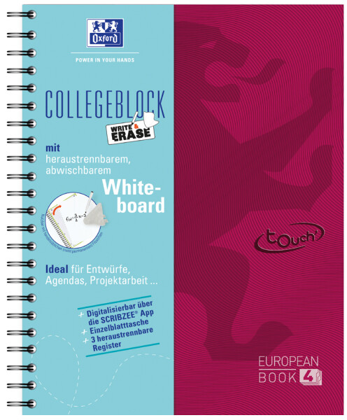 Oxford Touch European Book 4 "Write & Erase", DIN A4+, beere