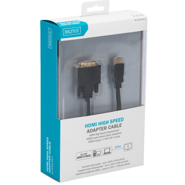 DIGITUS HDMI Adapterkabel, HDMI-A - DVI, schwarz, 2,0 m