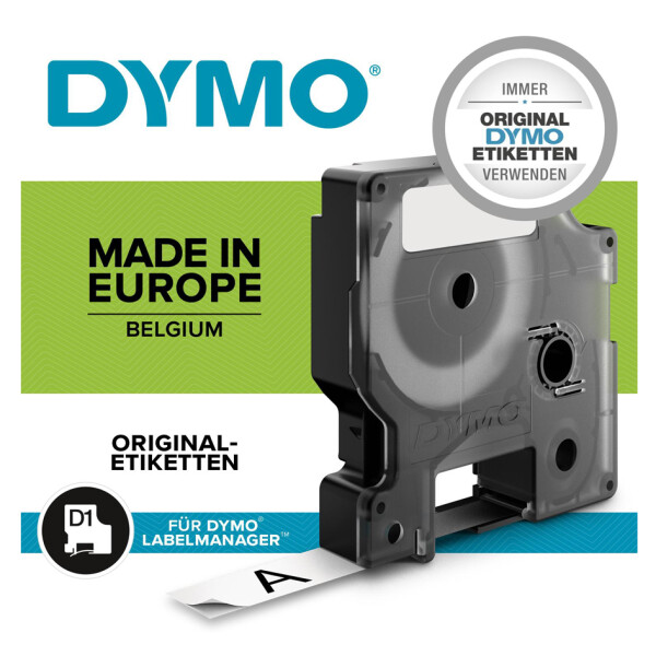 DYMO D1 Schriftbandkassette rot weiß, 12 mm x 7 m
