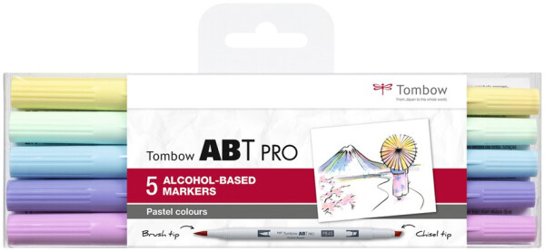 Tombow Marker ABT PRO, alkoholbasiert, 5er Set Pastel Colors