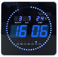 UNiLUX LED-Wanduhr FLO LED, mit Datum Temperatur, schwarz