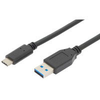 DIGITUS USB 3.1 Anschlusskabel, USB-C - USB-A Stecker, 1,0 m