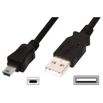 DIGITUS USB 2.0 Anschlusskabel, USB-A - Mini USB-B, 1,8 m